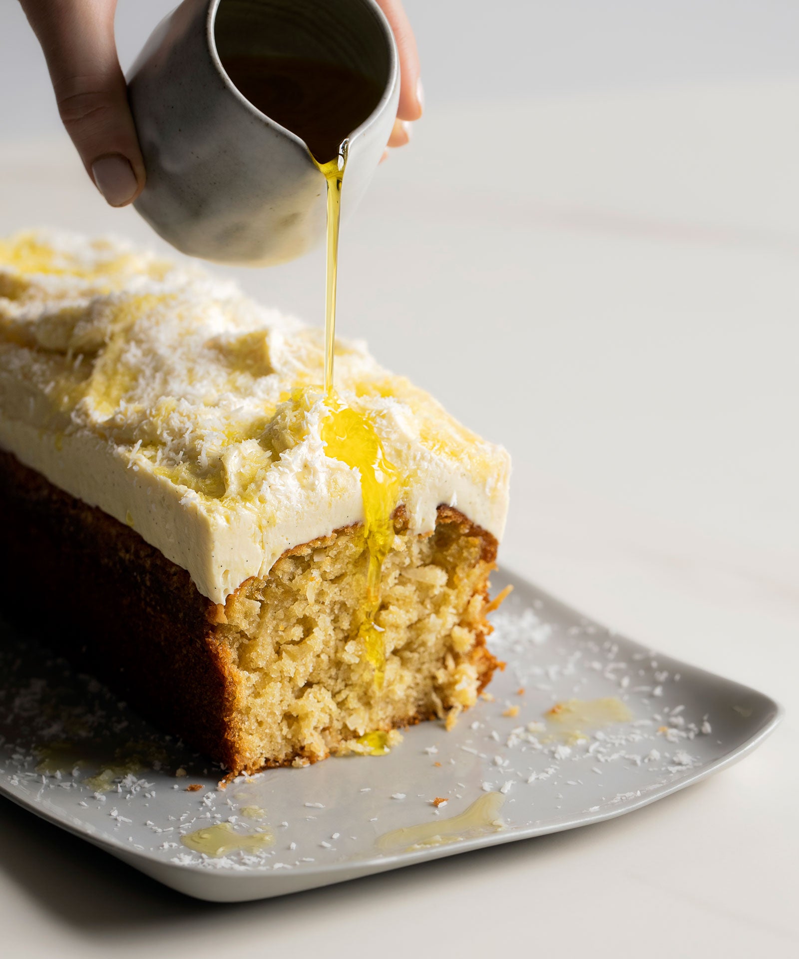 Olive Oil Coconut Cake with Cream Cheese Frosting