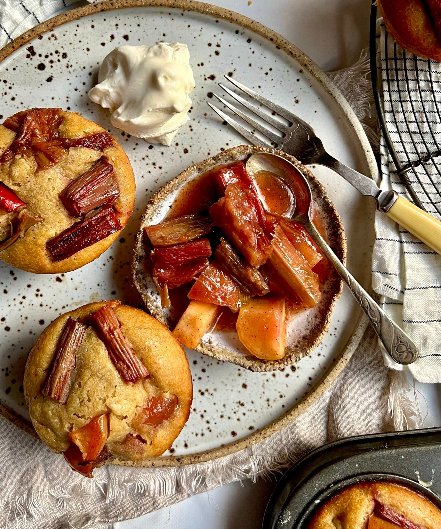 Roasted Rhubarb and Apple Muffins